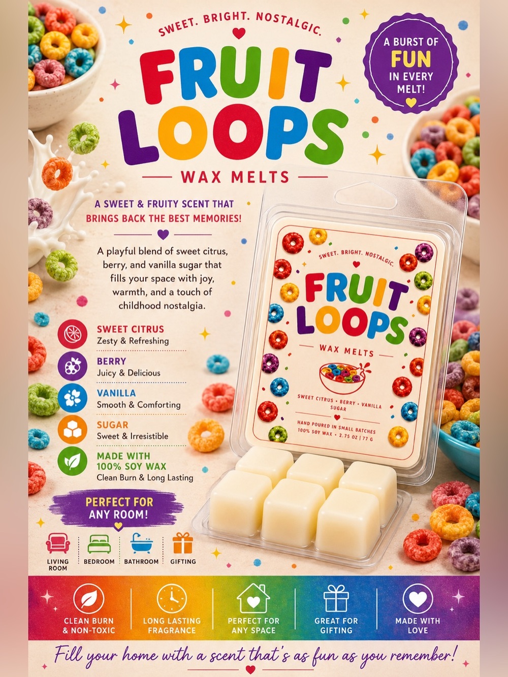 🌈Fruit Loops Wax Melts